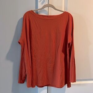 J.Jill Luxe Supima pumpkin color long sleeve tee